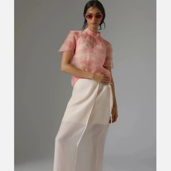 Brand New DANIEL RAINN MOCK-NECK SHORT-SLEEVE BLOUSE - Picture 10 of 16